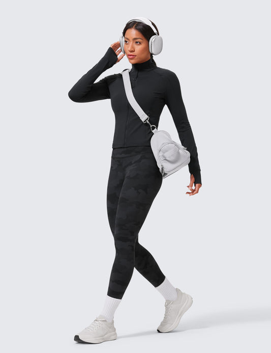 CRZ YOGA Butterlift Workout Leggings 25" - High Waisted Pilates Gym Athletic Womens Yoga Pants Buttery Soft Dark Grey Camouflage 2 Medium