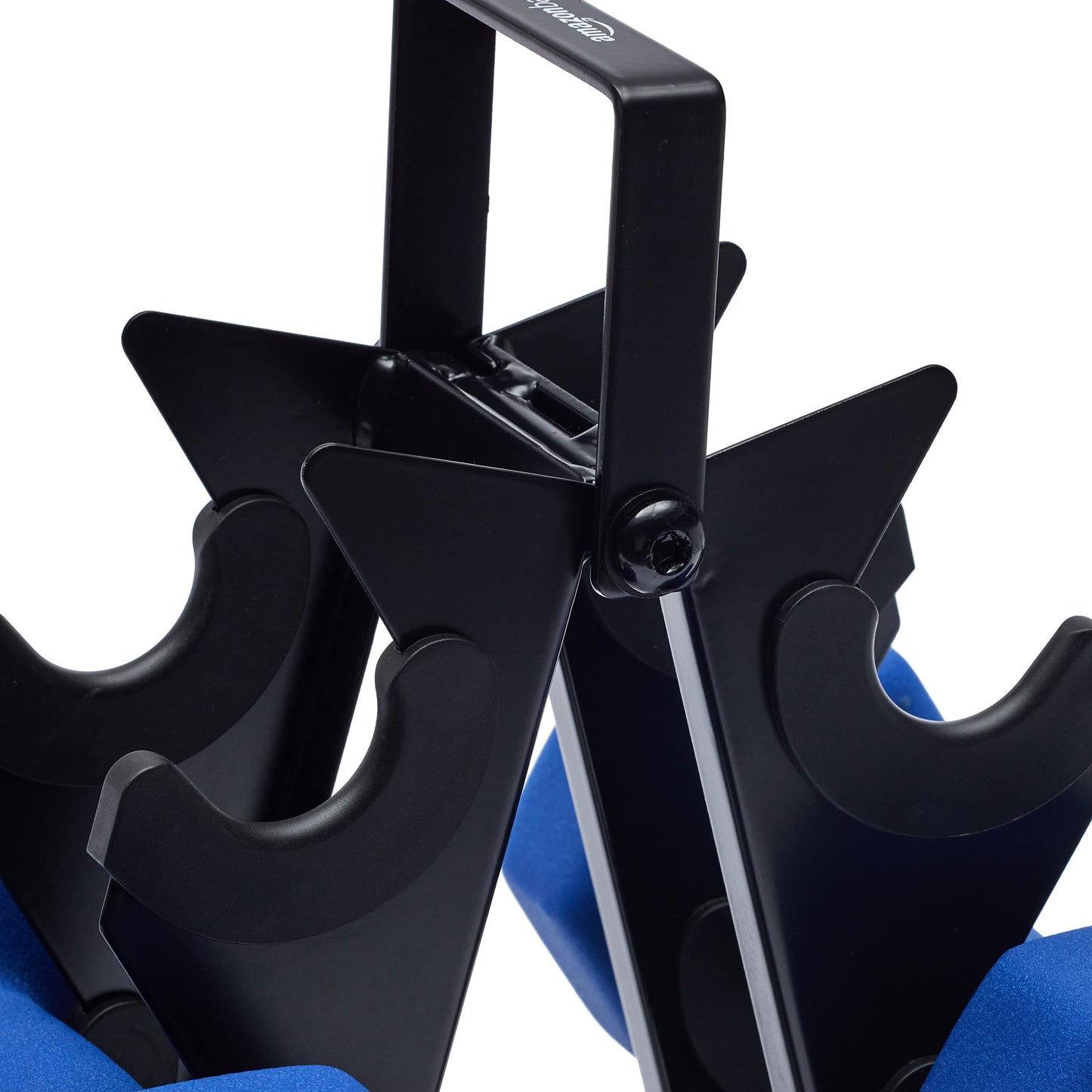 Amazon Basics Neoprene Dumbbell Hand Weights, Rack with 3 Pairs (5, 10, and 15 Pounds), Green/Blue/Grey