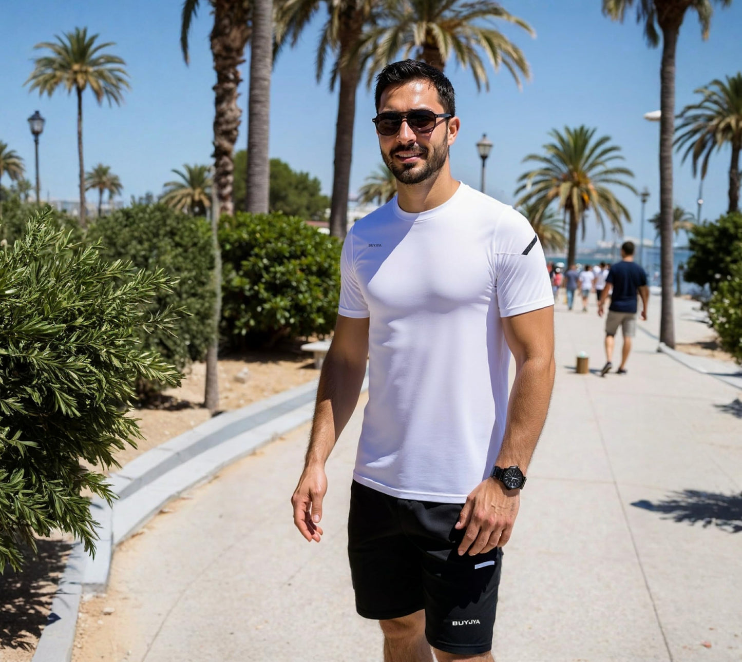 BUYJYA Men's Workout Clothes Athletic Shorts Shirt Set 3 Pack Basketball Football Training Running Gym Christmas gifts